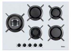 כיריים גז 5 להבות 70 ס"מ דגם BL70WGM בלרס Bellers גימור זכוכית לבנה מט כיריים גז 5 להבות 70 ס"מ דגם BL70WGM בלרס Bellers גימור זכוכית לבנה מט